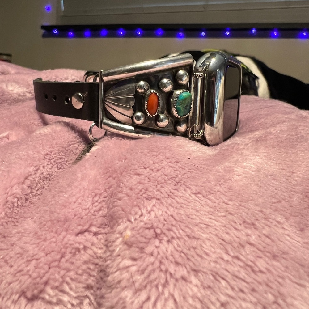 APPLE WATCHBAND/SS/turquoise/coral/Native American
